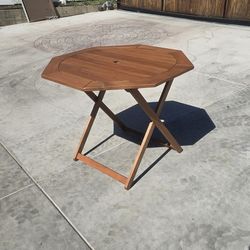 Meranti Teak Oil Octagon Wood Outdoor Folding Patio Table