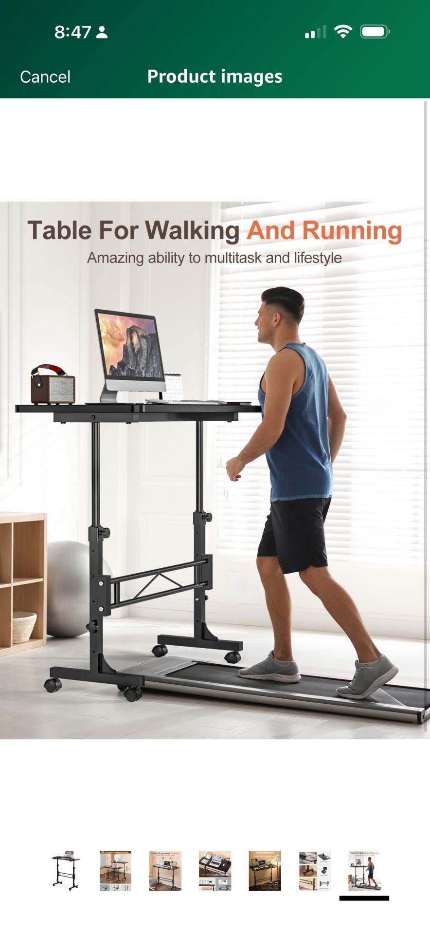 Small Standing Desk Adjustable Height, Mobile Stand Up Desk with Wheels, 32 Inch Portable Rolling Desks for Walking Pad Treadmill Black
