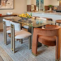 Glass Dinning table set with 6 chairs