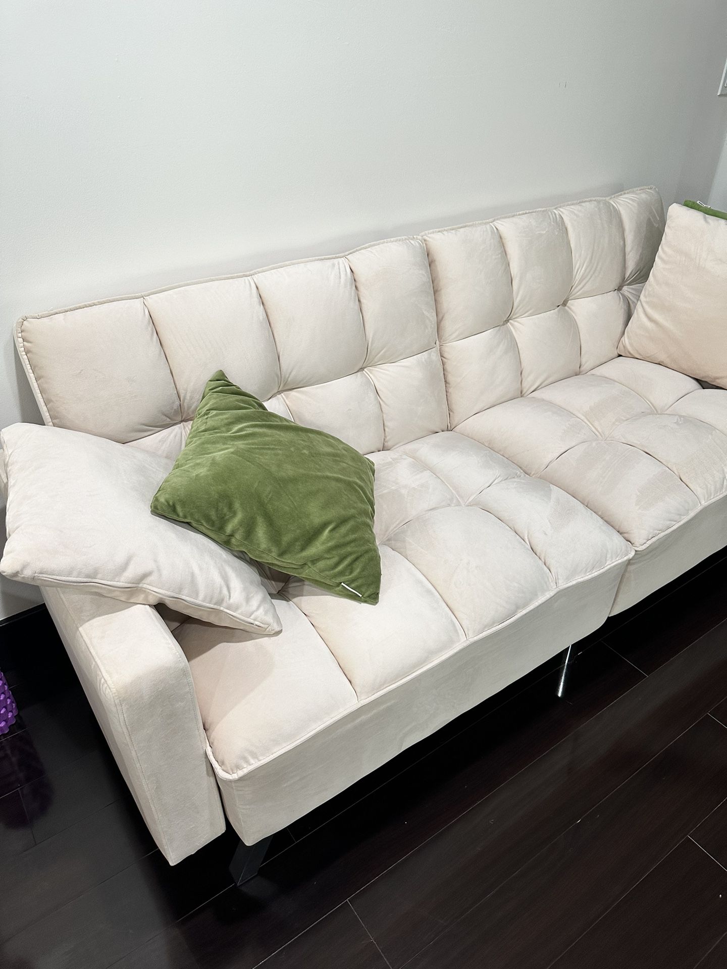 Beige Cream Futon Couch Sofa