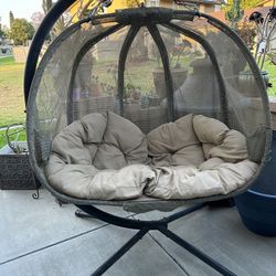 Flower House Hanging Pumpkin Loveseat Chair with Stand