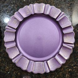 6-Pack 13" Round Purple Acrylic Charger Plates with Gold Rim