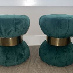 Emerald Green Ottomans Set Of 2