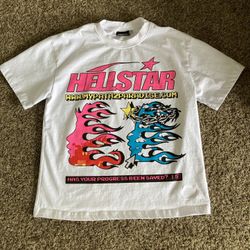 Hellstar graphic tee - multi-coloured streetwear design on a white base -comes with hellstar bag and tags -send offers pls😁 -great for summer🌴