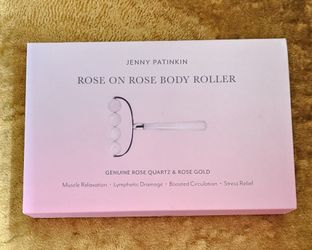 Jenny Patinkin  Rose on Rose Pop & Roll Dermar roller Genuine Rose Quartz NEW