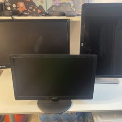 Triple Monitor Bundle – 24” ViewSonic, 22” HP, 20” Acer – All Tested & Working