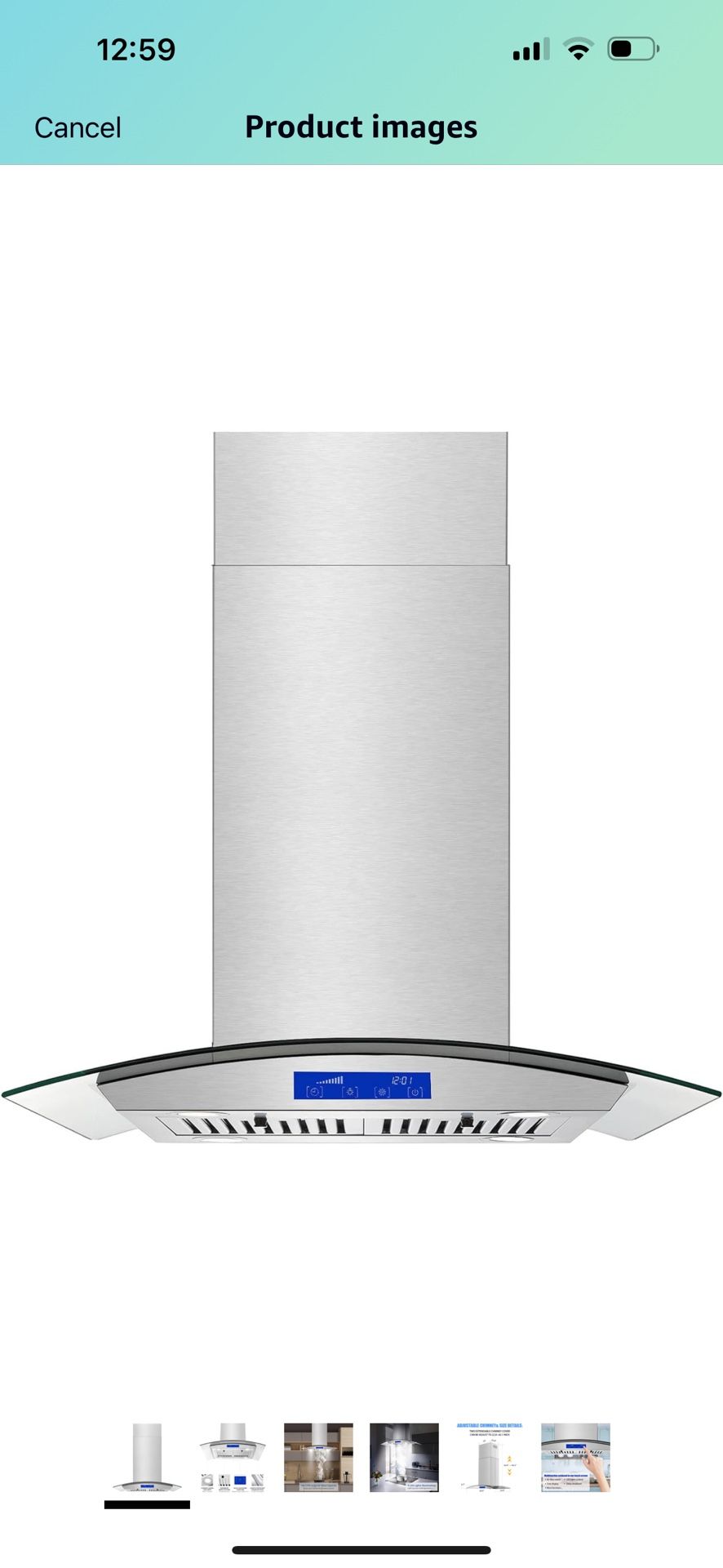 Island Range Hood 30 Inch 700 CFM Ceiling Mount Stainless Steel Kitchen Vent Hood, Touch Screen Control Kitchen Exhaust Hood, Ducted/Ductless Converti