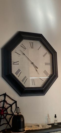 Large Octagonal Wall Clock Black Frame