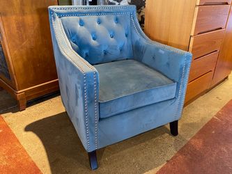 JGW Plush Pale Blue Stud Trim Armchair