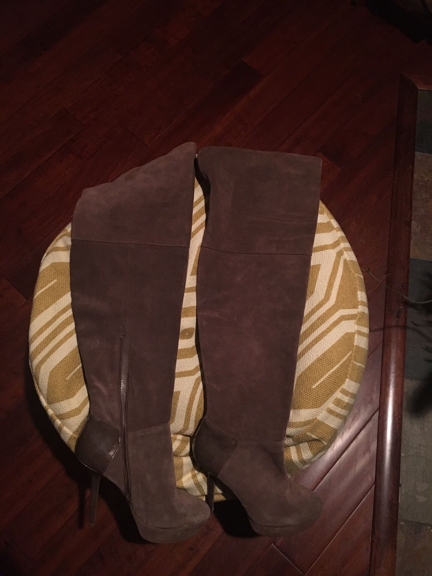 Leather Suede thigh boots (nude) size 10