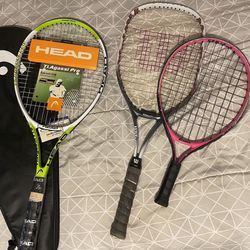 3 Tennis Rackets (2 Adult One Child)