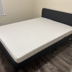 Modern Queen Bed Frame + Mattress – Excellent Condition