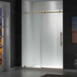 MBSDC6076-BG  Frameless Shower Doors 56-60" Width x 76"Height with 3/8"(10mm) Clear Tempered Glass in Brushed Gold Finish