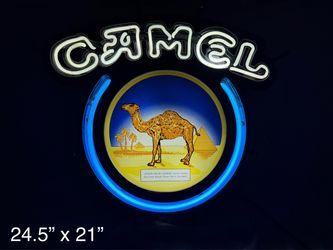 Vintage Camel Cigarettes Neon Sign Box 24.5x21