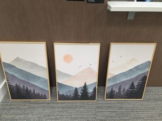 3-Piece Framed Mountain Wall Art Set