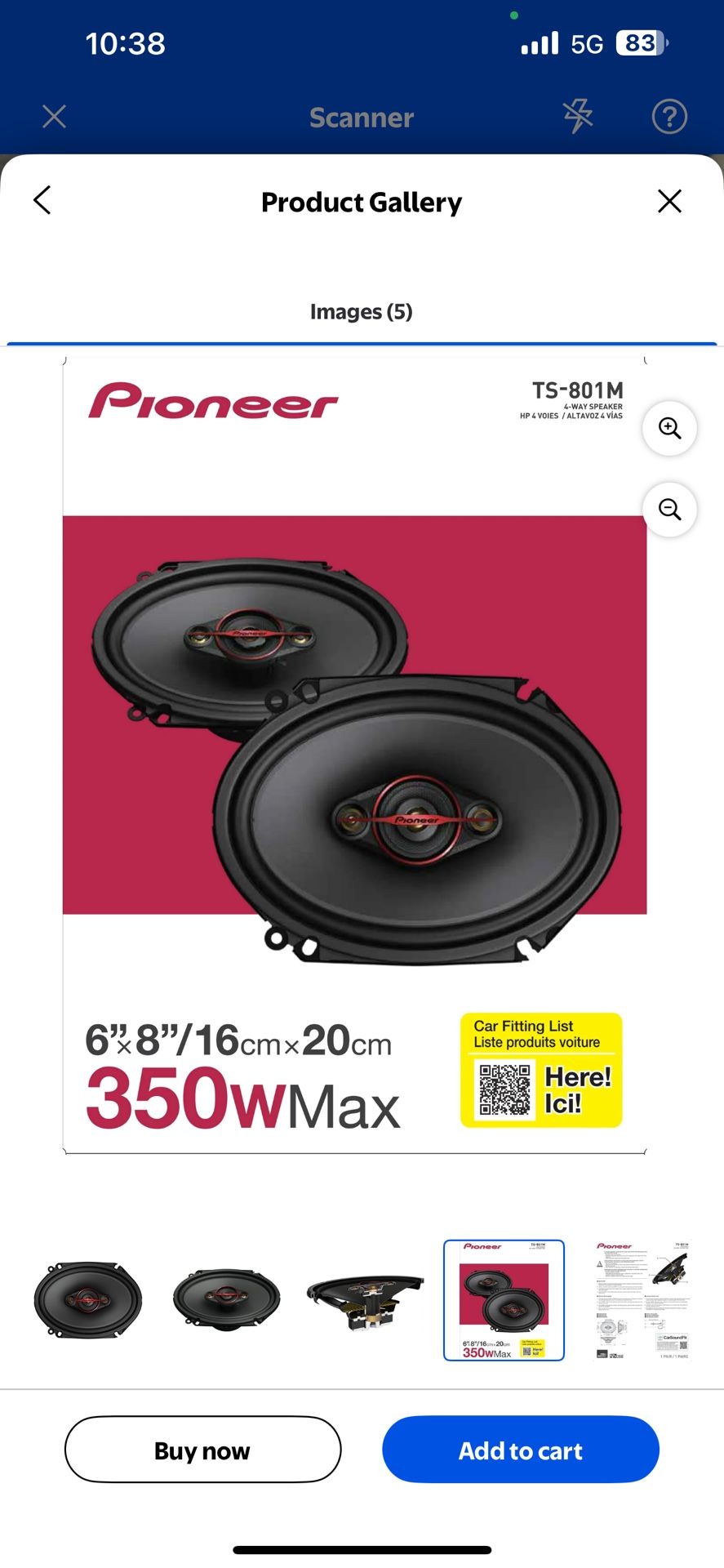 Pioneer TS-801M 6" x 8" 4-Way Coaxial Car Stereo Speakers, Full Range 350W Max Power, Easy Install (Pair)