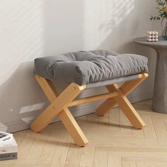 Household Foldable Solid Wood Low Stool Living Room Sofa Stool