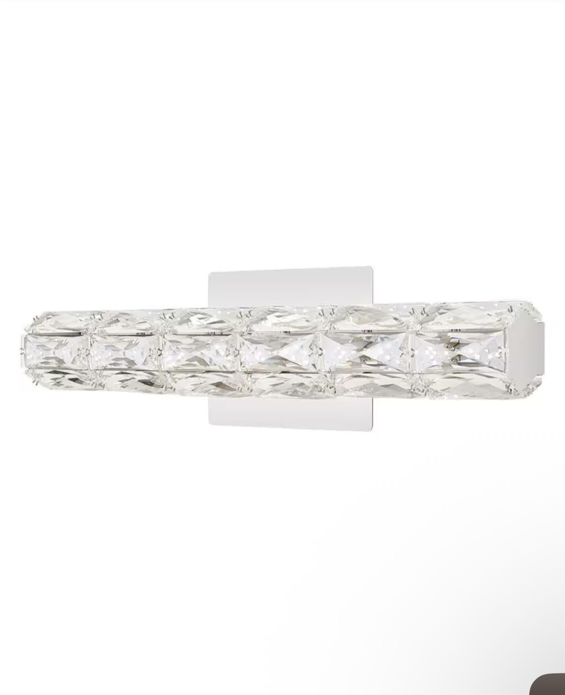 New 18” Integrated LED Chrome Bathroom Vanity Light Fixture W Crystal Shade Keighley