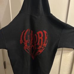 Simplicity Ignore The Cycle Red Rhinestone Black Colorway Hoodie 