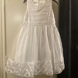 Girls White Sleeveless Dress