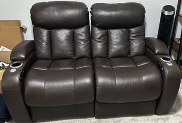 Brown Genuine Leather Reclining End Chairs — CASH or ZELLE in person (for pickup until 6/23)