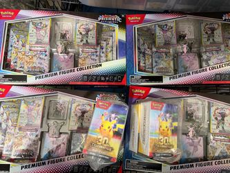 Pokemon TCG Prismatic Evolutions Premium Figure Collection 30th Celebration Booster Bundle