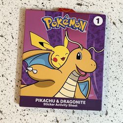 McDonald’s Pokemon Pikachu & Dragonite Sticker Activity Sheet & Cards