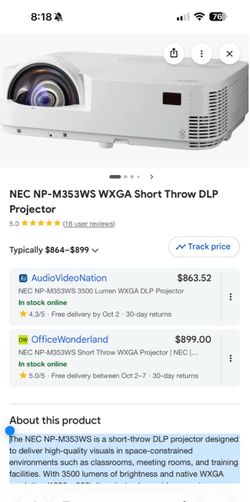 NEC projector new M353WS