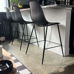 Set Of 3 Poly and Bark Counter Stools