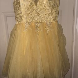 Yellow sparkly lace dress