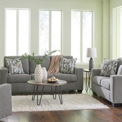 Deltona Graphite Living Room Set (Sofa Loveseat, Couch Sectional Options 