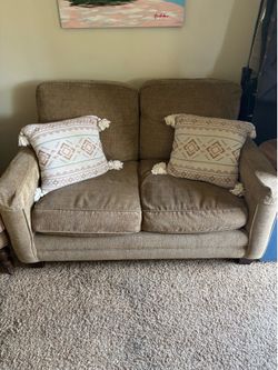 Couch - light brown (54” W x 39” D x 31” H)