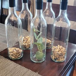 5pcs Centerpiece empty clear Wine Bottles for decor.