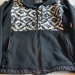 The North Face Womens Black Denali 2 Hoodie D-Kat Print Full Zip Jacket medium