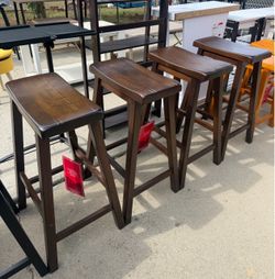Set of 4 Coaster 29” Dark Walnut Bar Saddle Stools