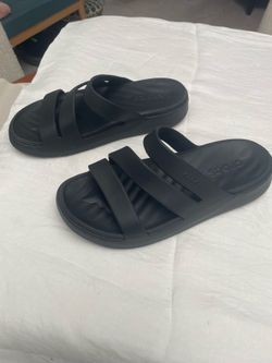 Crocs Black Strap Slides Size 5
