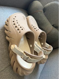 Crocs echo clog tan whit reflective strap size 9 men’s size 11 women’s