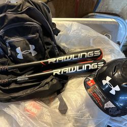 Baseball Bats, Helmet, Bat Bag 