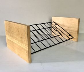 Vintage DVD CD Blueray Media Storage Rack Holder Natural Wood Black Metal Tap See More for All Info 