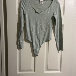 Two Junior Long Sleeve Bodysuit Size S Never Used White Hollister and Pink Green $10 Each