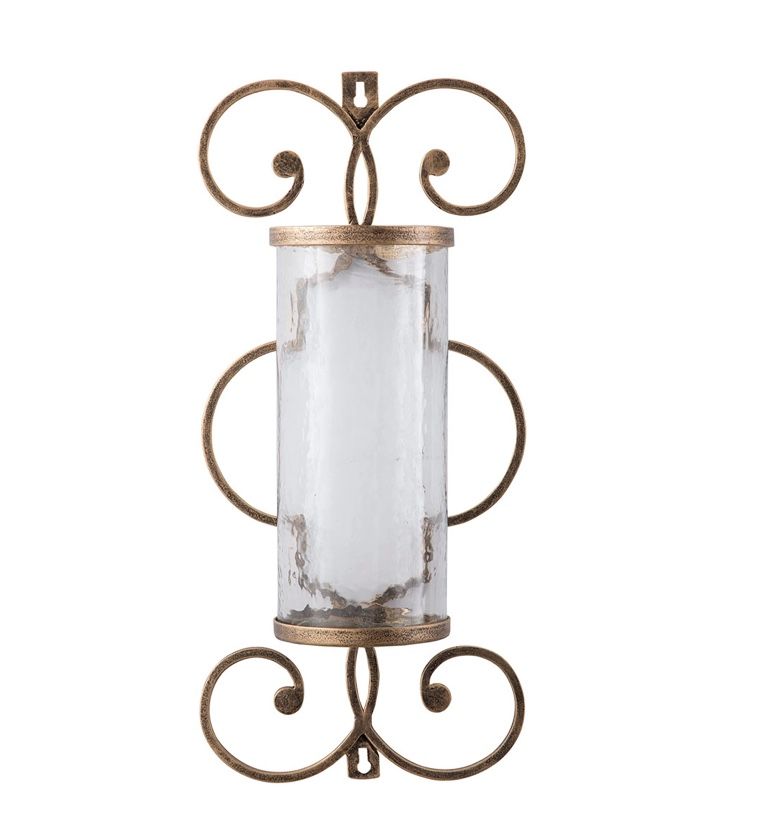 Antique Gold Metal Pillar Candle Sconces