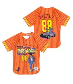 Back To The Future Marty McFly Baseball Style Orange Jersey 2XL