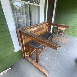 Wood Table And Bench