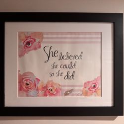 “She Believed She Could So She Did” Framed Wall Art 