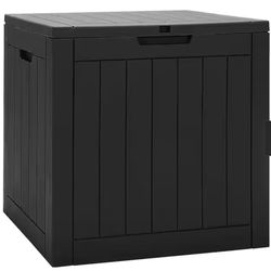 30-Gallon Weatherproof Outdoor Storage Box with Woodgrain Finish - Black Resin