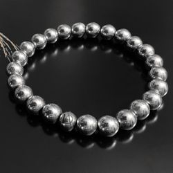 DeMarcus Alexan 8mm Silver Hematite Stone Bead Bracelet 