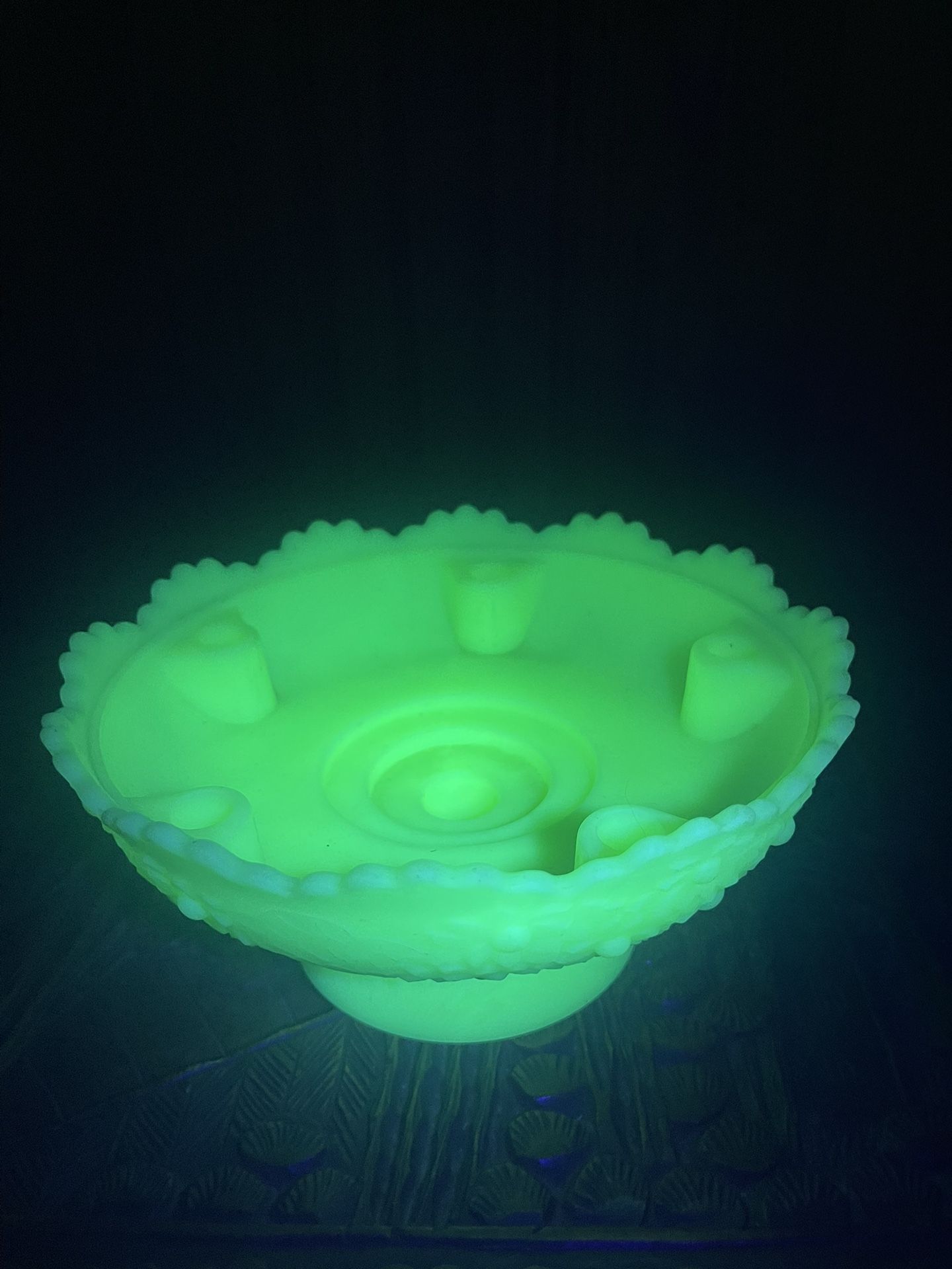 Fenton Uranium Glass Candlestick Holder