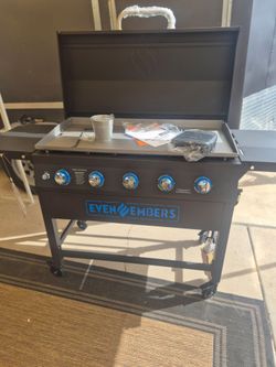 EVEN EMBERS 5 BURNER GAS GRIDDLE NEW PLANCHA DE GAS 5 QUEMADORES SE HISO LA CARNE AZADA