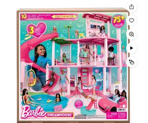 Barbie Casa de Muñecas y Set de Juego Dreamhouse Pool Party con Más de 75 Piezas, 45 Pulgadas, Tobogán y Elevador para Cachorros