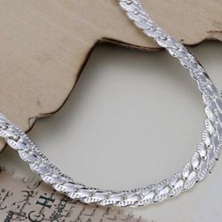 Luxury 925 Sterling Silver 6mm FullSide Chain Bracelet  Unisex Fit (18/19/20 cm)